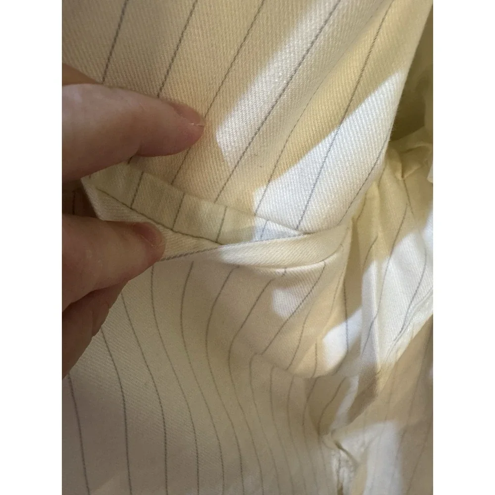 Banana Republic Relaxed Fit Pinstripe Linen Blazer Size 14 Tall 90's